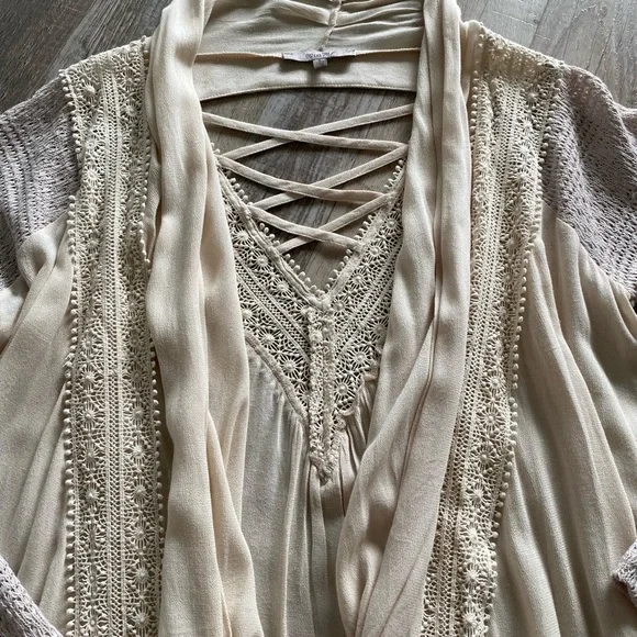 Miss Me Cream Drape Collar Cardigan- Size S - Picture 2 of 16